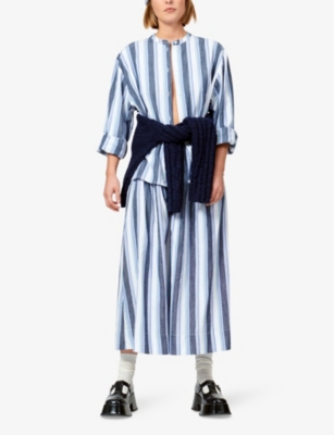 Shop Nue Notes Women'sstripe Benjamin Striped Cotton Midi Skirt In Multi Stripe
