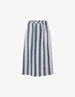 Nue Notes Womens Multi Stripe Benjamin Striped Cotton Midi Skirt