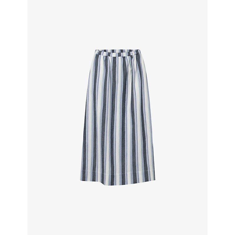 Nue Notes Womens Multi Stripe Benjamin Striped Cotton Midi Skirt