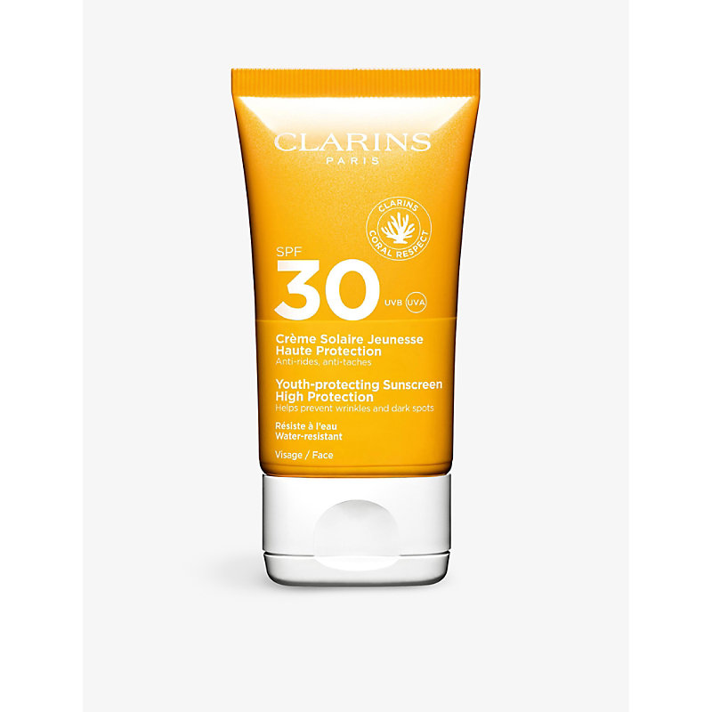Clarins Youth-protecting High-protection Facial Sunscreen Spf 30 150ml In White