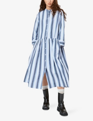 Shop Nue Notes Womensstripe Amig Striped Cotton Midi Dress In Multi Stripe