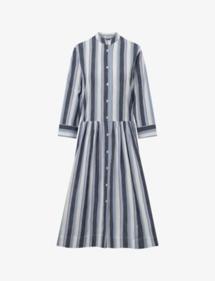 Nue Notes Womens Multi Stripe Amig Striped Cotton Midi Dress