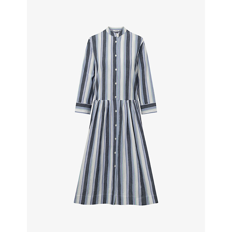 Nue Notes Womens Multi Stripe Amig Striped Cotton Midi Dress