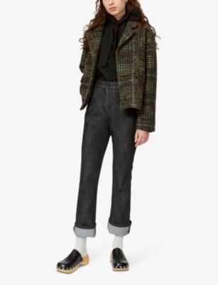 Shop Nue Notes Womensotter Ernesto Checked Wool-blend Jacket In Multi Otter