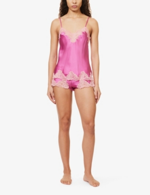Shop Nk Imode Womens Freesia / Hibiscus Morgan Lace-trim Silk Shorts