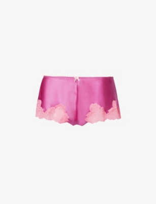 Nk Imode Morgan Lace-trim Silk Shorts In Freesia / Hibiscus