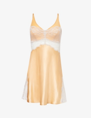 Nk Imode Agatha Lace-trim Silk Nightdress In Sunny Glow/ Dove