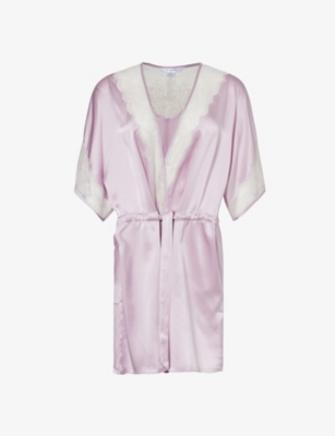 Nk Imode Agatha Short-sleeved Silk Dressing Gown In Twilight / Dove