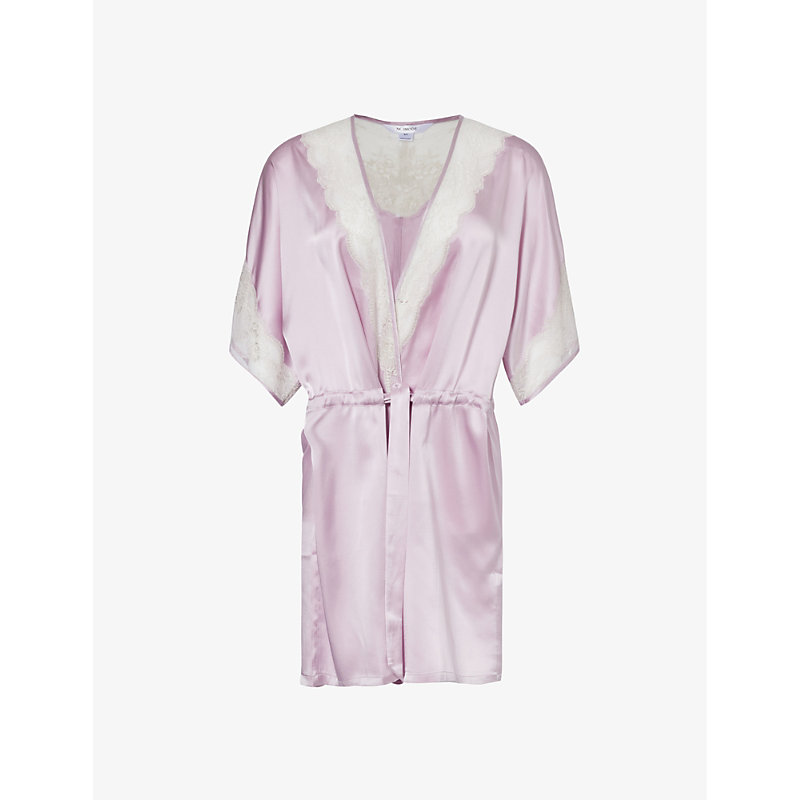 Nk Imode Agatha Short-sleeved Silk Dressing Gown In Twilight / Dove