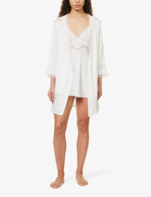 Shop Nk Imode Women's Ivory/ivory Venus Relaxed-fit Silk Robe
