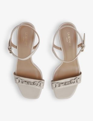 Lk Bennett Womens Whi-off White Ivonne Heeled Leather Sandals In Whi-off White