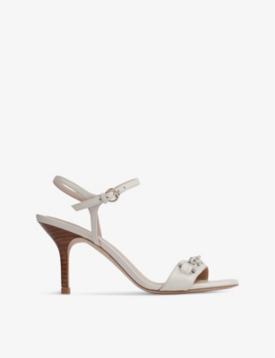 Lk Bennett Womens Whi-off White Ivonne Heeled Leather Sandals In Whi-off White