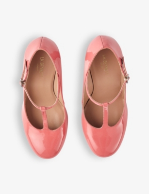 LK BENNETT WOMENS ORA-CORAL ANNALISE T-BAR HEELED PATENT-LEATHER SHOES EUR 35 / 2 UK 