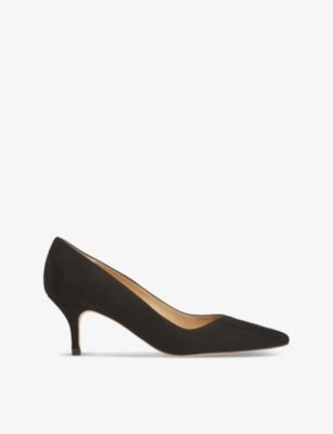 LK BENNETT: Farah asymmetric heeled suede court shoes