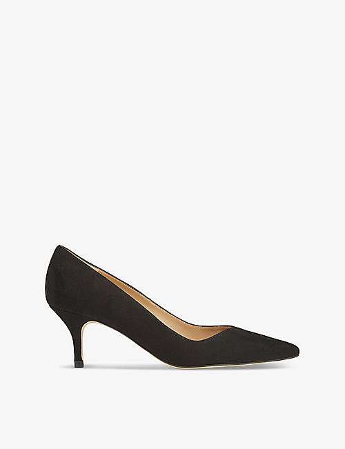 LK BENNETT: Farah asymmetric heeled suede court shoes