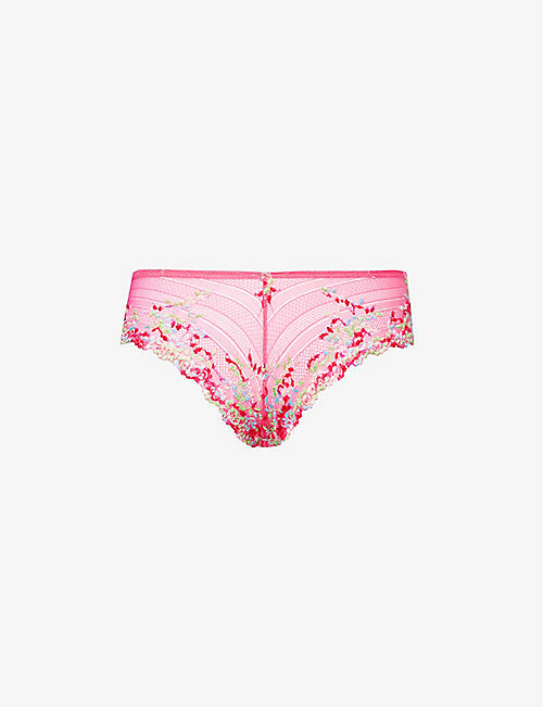 WACOAL: Embrace floral-embroidered stretch-lace briefs