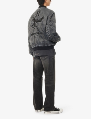Shop Represent Men's Jet Black Horizons Flight Brand-embroidered Regular-fit Shell Bomber Jacket