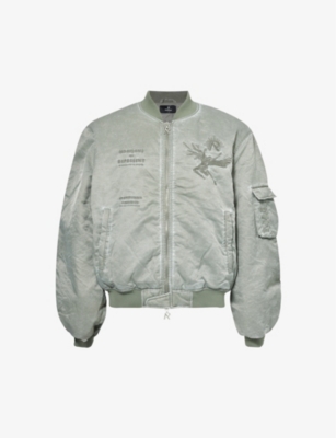 Shop Represent Men's Khaki Horizons Flight Brand-embroidered Regular-fit Shell Bomber Jacket