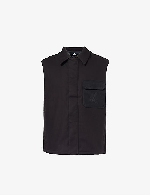 REPRESENT: Brand-embroidered collared cotton gilet