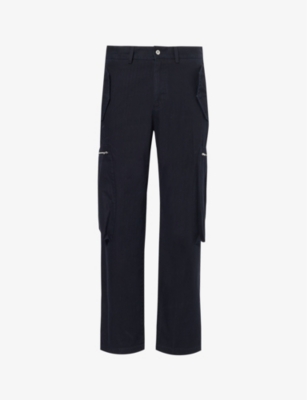 Represent Mens Black Workshop Flap-pocket Relaxed-fit Cotton Trousers
