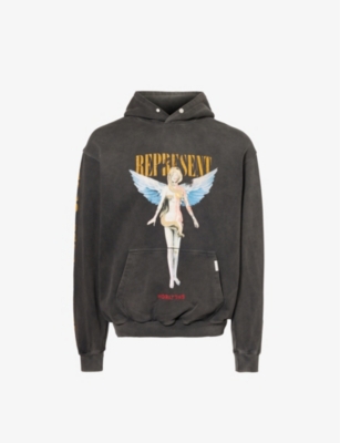 Represent Reborn Graphic-print Hoodie In Aged Black