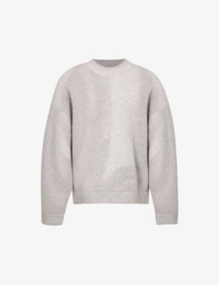 Represent Mens Washed Taupe Sprayed Horizons Brushed-texture Alpaca Wool-blend Knitted Jumper