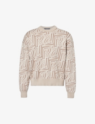 REPRESENT: Logo branded organic cotton and wool-blend knitted jumper