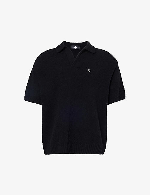REPRESENT: Branded-hardware ribbed-trim wool-blend knitted polo shirt