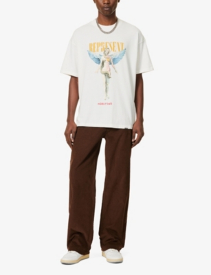 Shop Represent Reborn Graphic-print Cotton-jersey T-shirt In Flat White