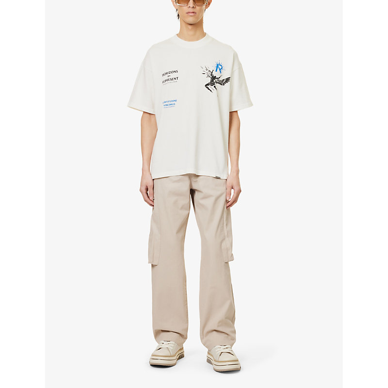 Shop Represent Men's Flat White Icarus Graphic-print Cotton-jersey T-shirt