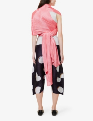 Shop Issey Miyake Basic Pleated Knitted Scarf In Bright Pink