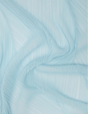 Shop Issey Miyake Pleats Please  Womens Pale Blue Madame Pleated Woven Scarf