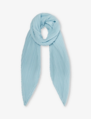 Issey Miyake Pleats Please  Womens Pale Blue Madame Pleated Woven Scarf
