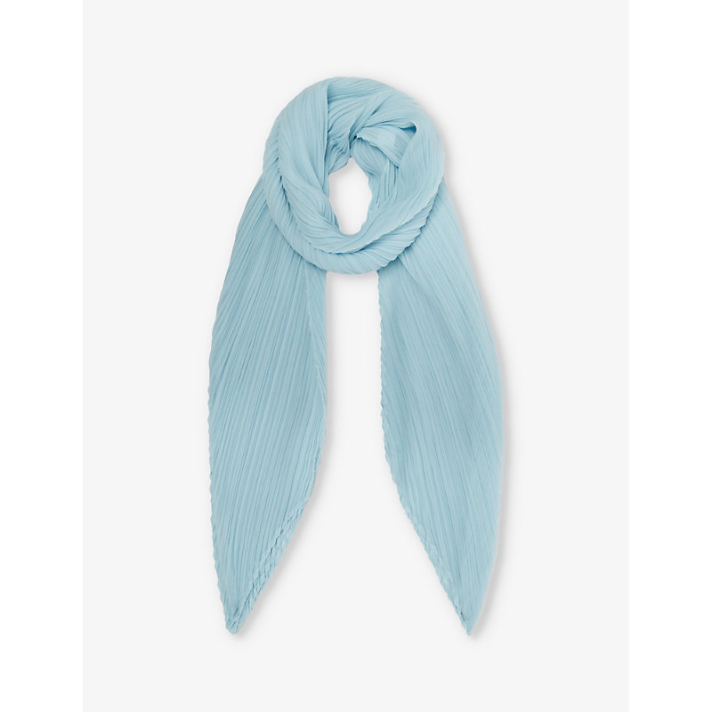 Issey Miyake Pleats Please  Womens Pale Blue Madame Pleated Woven Scarf