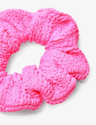 Shop Hunza G Ruched Stretch-woven Scrunchie In Bubblegum