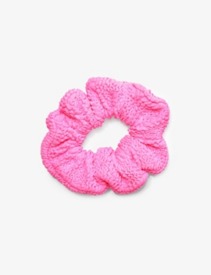 Shop Hunza G Ruched Stretch-woven Scrunchie In Bubblegum