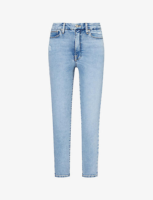 GOOD AMERICAN: Good Waist slim-leg high-rise stretch-organic denim jeans