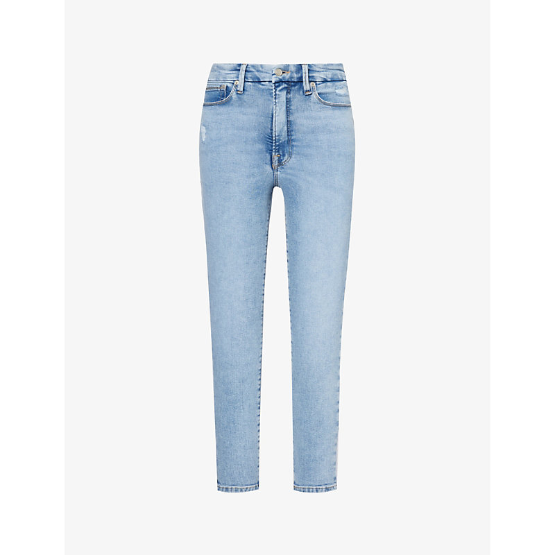 Good American Womens Indigo619 Good Waist Slim-leg High-rise Stretch-organic Denim Jeans