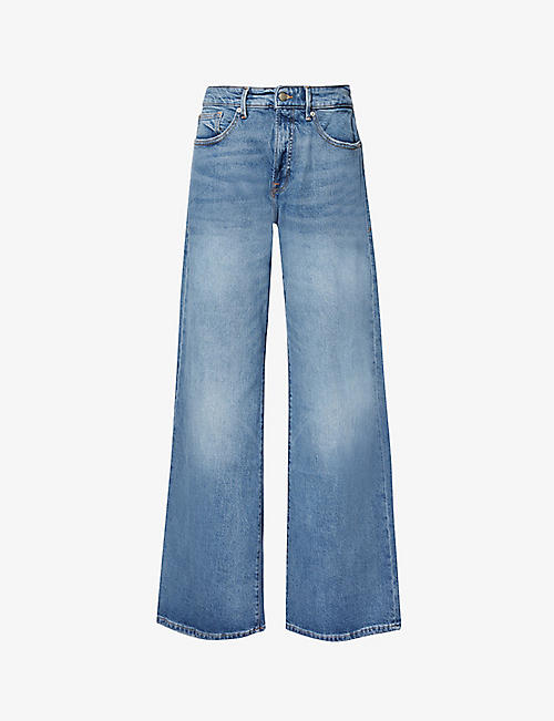 GOOD AMERICAN: Good Ease wide-leg mid-rise denim-blend jeans