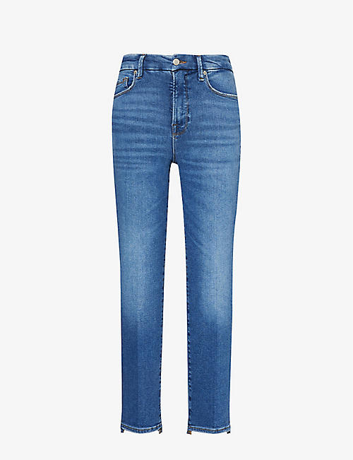 GOOD AMERICAN: Good Classic step-hem slim-leg high-rise stretch-denim jeans