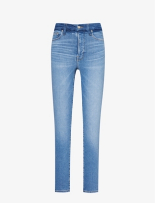 GOOD AMERICAN: Good Waist contrast-stitch slim-leg high-rise stretch-denim jeans