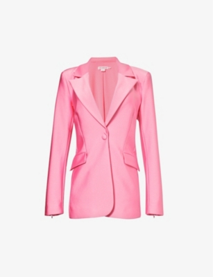 GOOD AMERICAN GOOD AMERICAN WOMENS SORORITY PINK003 COMPRESSION PEAK-LAPEL SATIN BLAZER