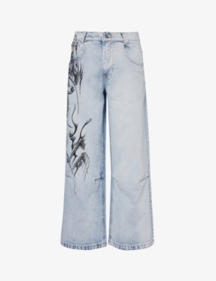 JADED LONDON - Colossus faded-wash mid-rise wide-leg denim-blend jeans ...