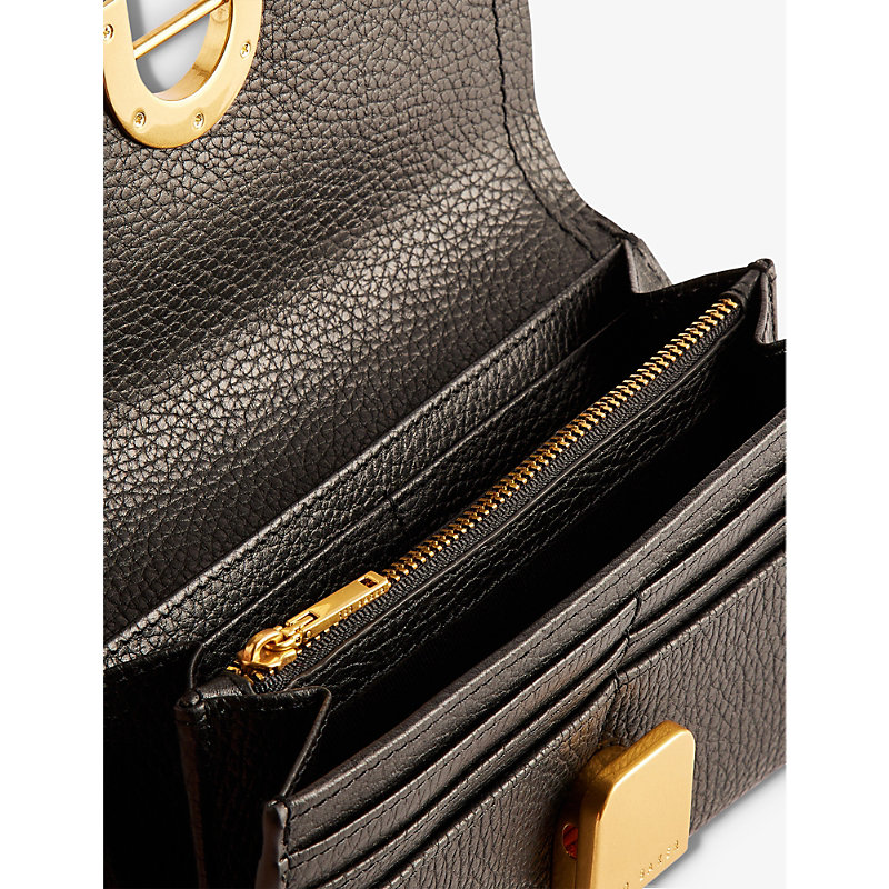 Shop Ted Baker Women's Black Imieldi Lock-embellished Fold-over Leather Purse