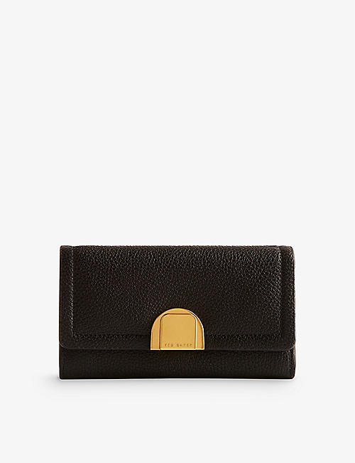 TED BAKER: Imieldi lock-embellished fold-over leather purse