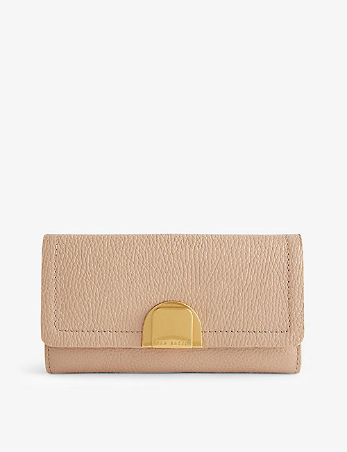 TED BAKER: Imieldi lock-embellished fold-over leather purse