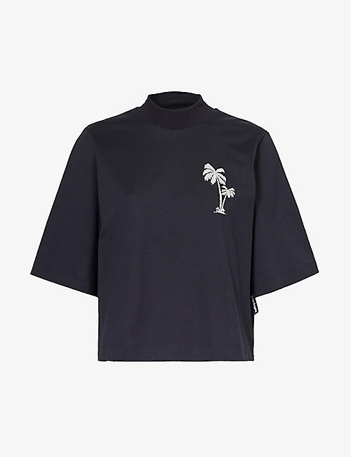 PALM ANGELS: Palms brand-embroidered cotton-jersey T-shirt