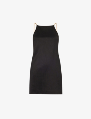 Shop Palm Angels Chain Sleeveless Stretch-woven Mini Dress In Black