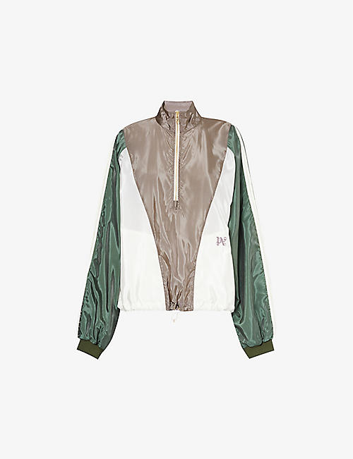 PALM ANGELS: Brand-embroidered colour-blocked shell jacket