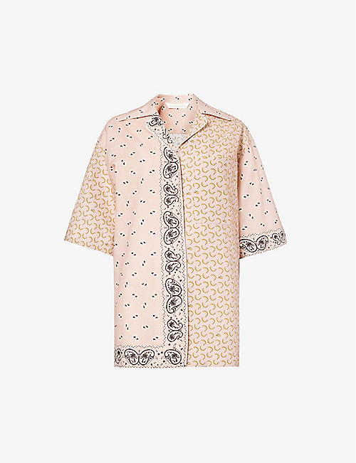 PALM ANGELS: Paisley bandana-print relaxed-fit linen and cotton-blend shirt